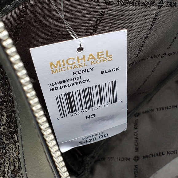 Michael Kors Kenly MD Sequin Backpack Black - Picture 6 of 7